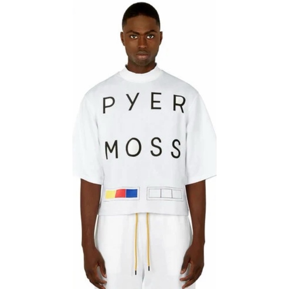 PYER MOSS • White “We Forgive You” Short Sleeve Mockneck Logo Tee, M - Picture 16 of 16